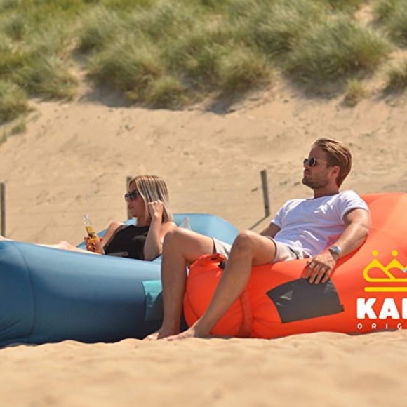 Air inflatable lounge chair NEW color grey... lawn, beach, tailgate air chaise - Picture 4 of 5